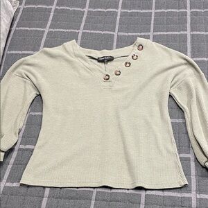 Women's Olive Green Button-Detail Top.